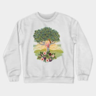 Girl Reading in Fig Tree Crewneck Sweatshirt